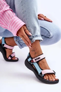 Damskie Sportowe Sandały Lee Cooper LCW-23-34-1688L Różowo-Niebieskie