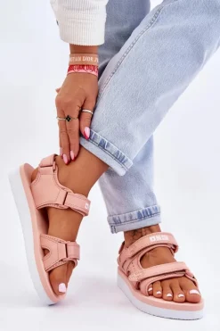 Damskie Sportowe Sandały Na Platformie Big Star LL274788 Różowe