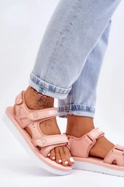 Damskie Sportowe Sandały Na Platformie Big Star LL274788 Różowe