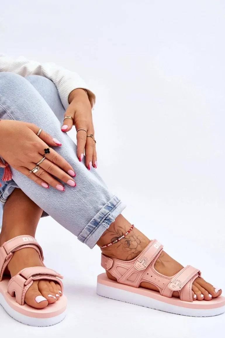 Damskie Sportowe Sandały Na Platformie Big Star LL274788 Różowe