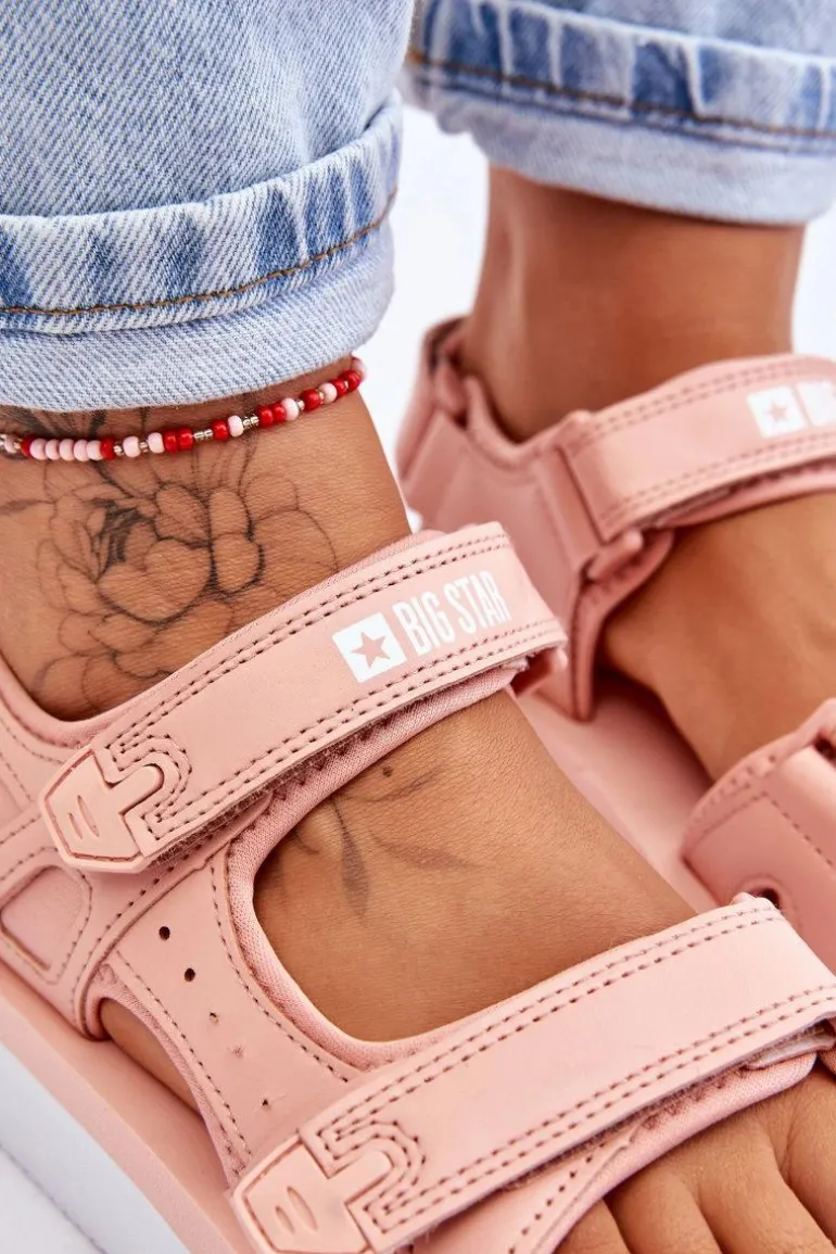 Damskie Sportowe Sandały Na Platformie Big Star LL274788 Różowe