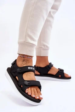 Damskie Sportowe Sandały Na Platformie Big Star LL274789 Czarne