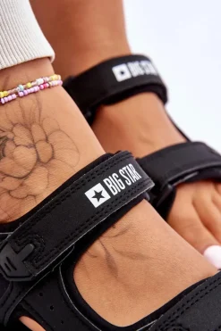 Damskie Sportowe Sandały Na Platformie Big Star LL274789 Czarne