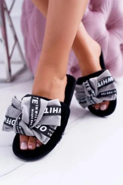 Damskie Szare Klapki Z Napisami Lu Boo News