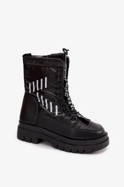 Damskie Sznurowane Botki Śniegowce Vinceza 23-34586 Czarne