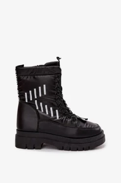 Damskie Sznurowane Botki Śniegowce Vinceza 23-34586 Czarne