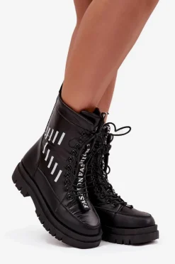 Damskie Sznurowane Botki Śniegowce Vinceza 23-34586 Czarne