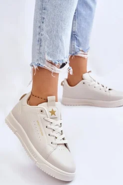 Damskie Sznurowane Buty Sportowe Beżowe Mikaela