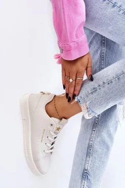 Damskie Sznurowane Buty Sportowe Beżowe Mikaela