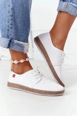 Damskie Sznurowane Espadryle Big Star FF276043 Białe