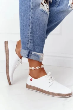 Damskie Sznurowane Espadryle Big Star FF276043 Białe