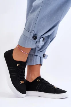 Damskie Sznurowane Trampki Czarne Etna