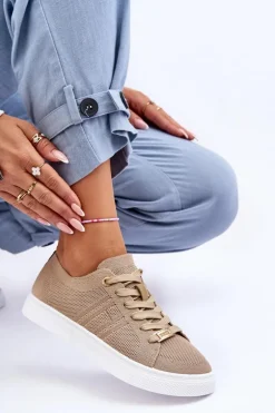 Damskie Sznurowane Trampki Beżowe Etna