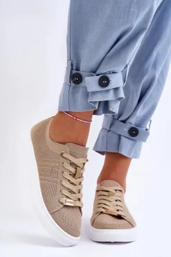 Damskie Sznurowane Trampki Beżowe Etna