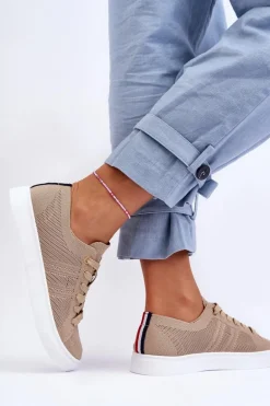 Damskie Sznurowane Trampki Beżowe Etna