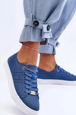 Damskie Sznurowane Trampki Niebieskie Etna