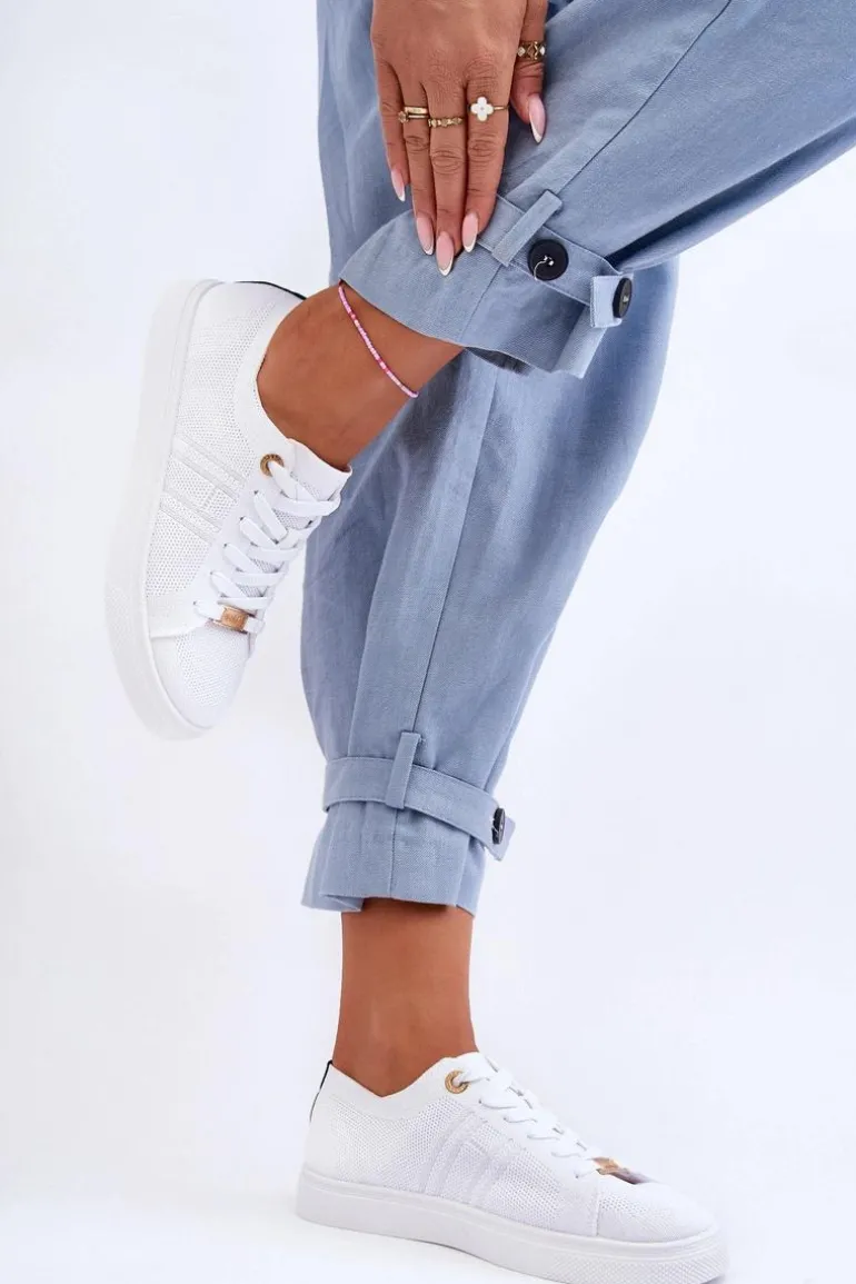 Damskie Sznurowane Trampki Białe Etna