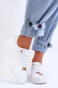 Damskie Sznurowane Trampki Białe Etna