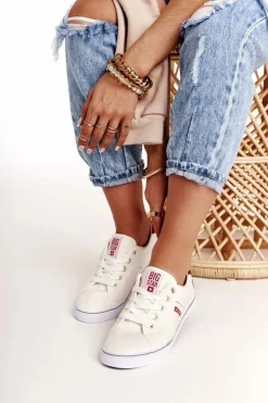 Damskie Tenisówki BIG STAR DD274892 Biało-Czerwone