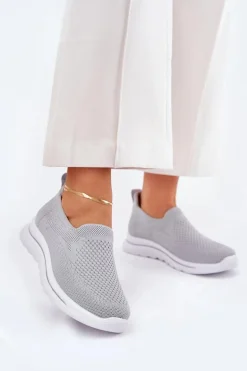 Damskie Tenisówki Materiałowe Wsuwane Szare Adiora