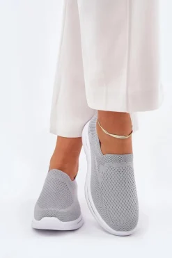 Damskie Tenisówki Materiałowe Wsuwane Szare Adiora