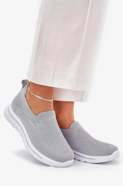 Damskie Tenisówki Materiałowe Wsuwane Szare Adiora