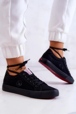 Damskie Tenisówki Materiałowe Cross Jeans JJ2R4049C Czarne