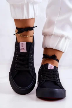 Damskie Tenisówki Materiałowe Cross Jeans JJ2R4049C Czarne