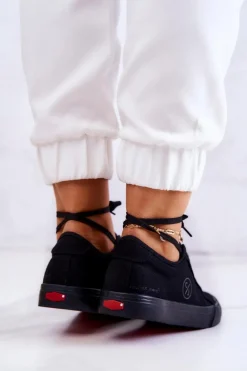 Damskie Tenisówki Materiałowe Cross Jeans JJ2R4049C Czarne