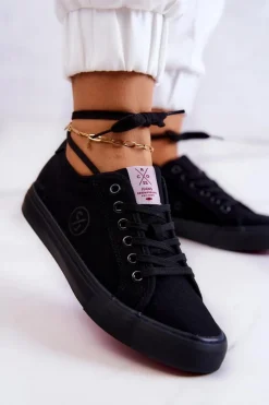 Damskie Tenisówki Materiałowe Cross Jeans JJ2R4049C Czarne