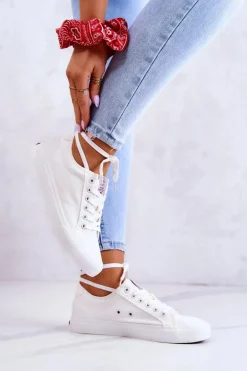 Damskie Tenisówki Materiałowe Cross Jeans JJ2R4050C Białe