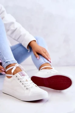 Damskie Tenisówki Materiałowe Cross Jeans JJ2R4050C Białe