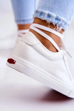 Damskie Tenisówki Materiałowe Cross Jeans JJ2R4050C Białe