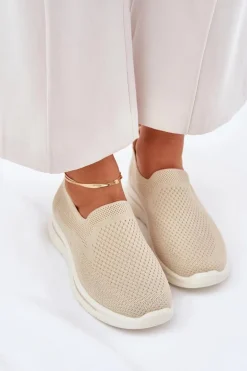 Damskie Tenisówki Materiałowe Wsuwane Beżowe Adiora