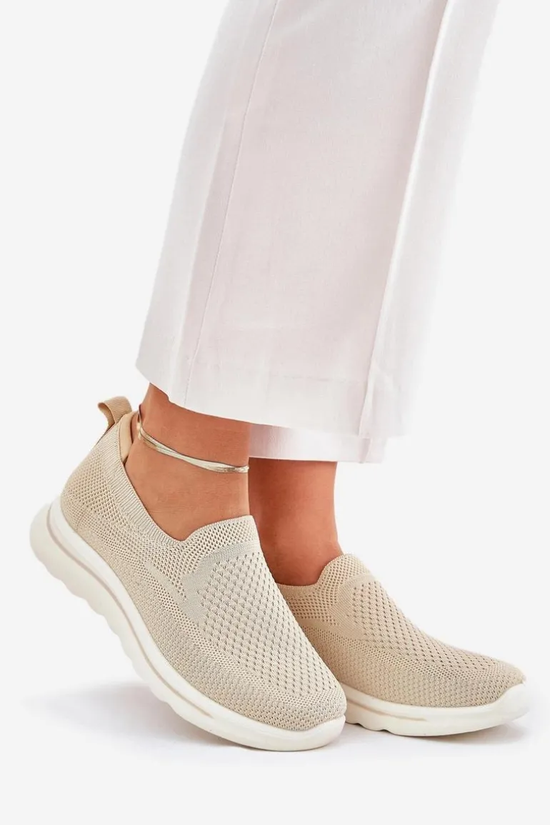 Damskie Tenisówki Materiałowe Wsuwane Beżowe Adiora