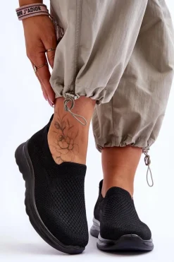 Damskie Tenisówki Materiałowe Wsuwane Czarne Adiora