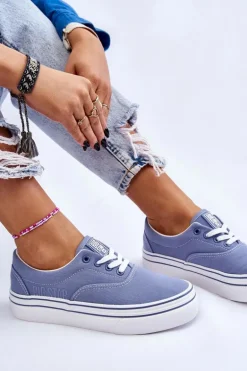 Damskie Tenisówki Na Platformie Big Star LL274231 Niebieskie