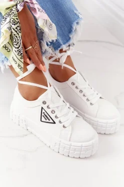 Damskie Tenisówki Na Platformie Białe Big City Life