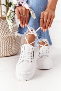 Damskie Tenisówki Na Platformie Białe Big City Life