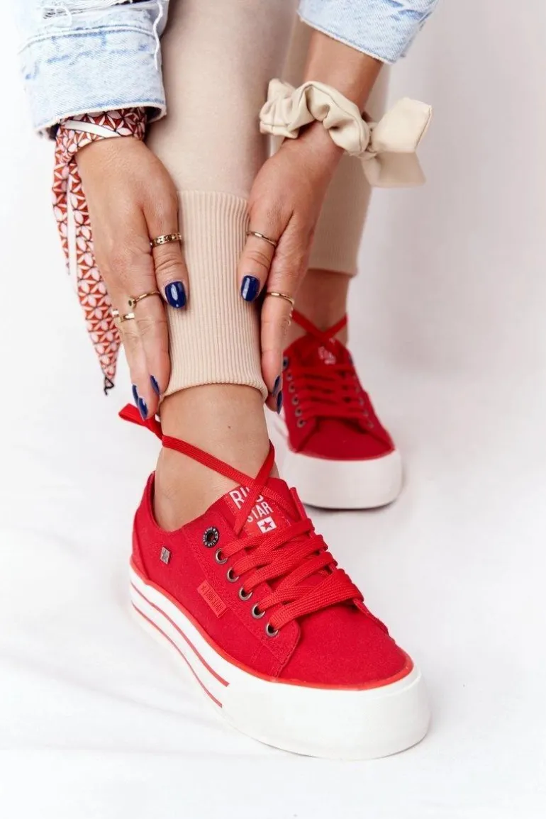 Damskie Tenisówki Na Platformie BIG STAR HH274053 Czerwone