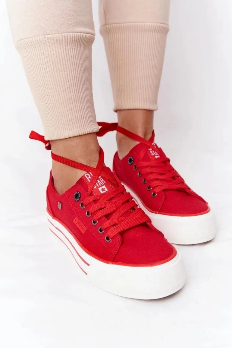 Damskie Tenisówki Na Platformie BIG STAR HH274053 Czerwone