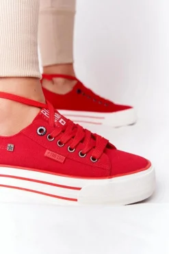 Damskie Tenisówki Na Platformie BIG STAR HH274053 Czerwone