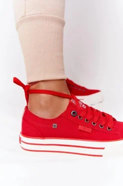 Damskie Tenisówki Na Platformie BIG STAR HH274053 Czerwone