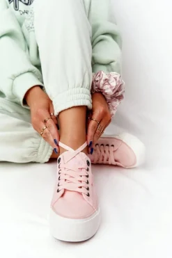 Damskie Tenisówki Na Platformie BIG STAR HH274058 Różowe