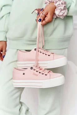 Damskie Tenisówki Na Platformie BIG STAR HH274058 Różowe