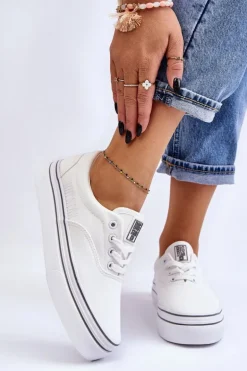 Damskie Tenisówki Na Platformie Big Star LL274228 Białe