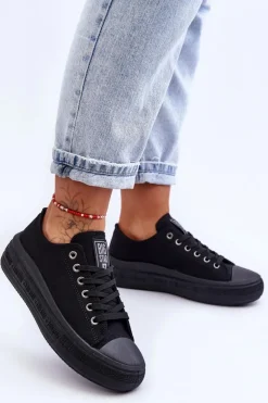 Damskie Tenisówki Na Platformie Big Star LL274A176 Czarne