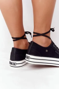Damskie Tenisówki Na Platformie BIG STAR HH274056 Czarne