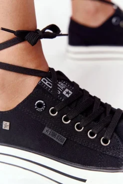 Damskie Tenisówki Na Platformie BIG STAR HH274056 Czarne