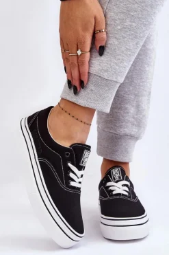 Damskie Tenisówki Na Platformie Big Star LL274230 Czarne